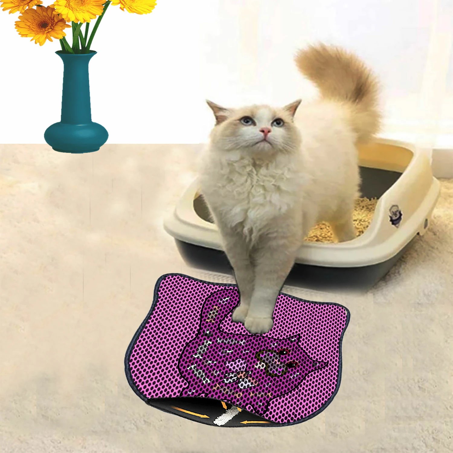 Tapet për rërë të maceve, shumëngjyrësh, Paws & Whiskers, Kdkafa0214, 40x50cm