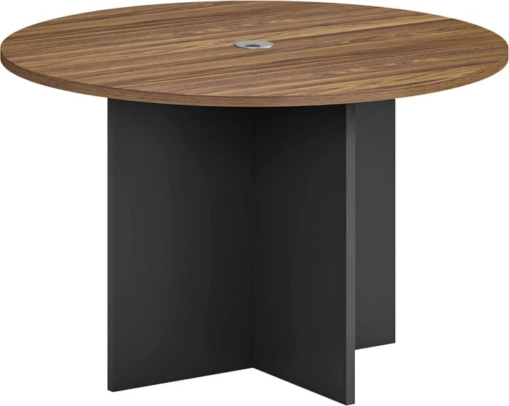 Tavolinë profesionale për zyre, rrumbullake, ngjyrë arre-antracit, Oscar, D150x76cm