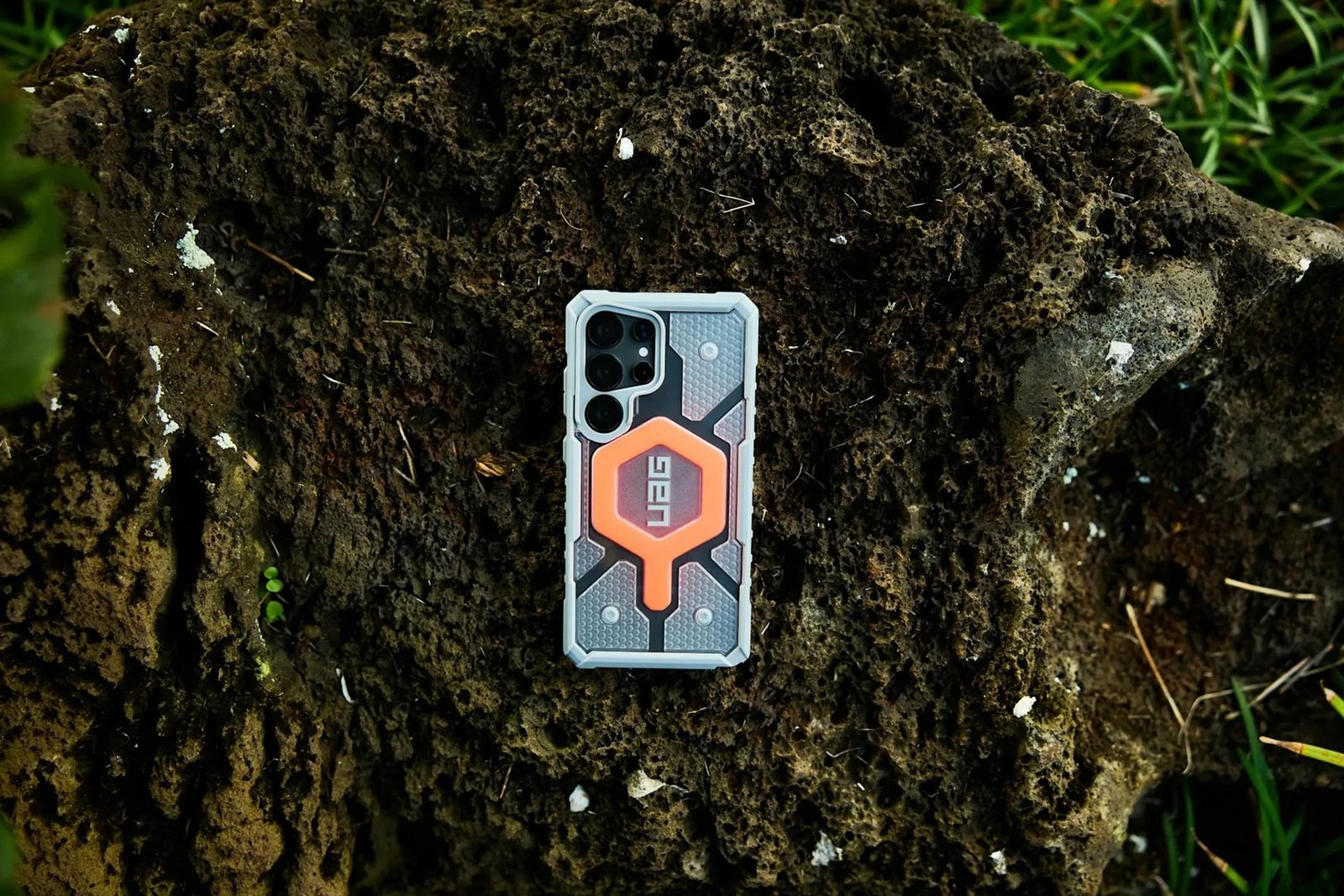 Mbështjellës Urban Armor Gear Pathfinder Clear Active Lava për Samsung, 6.8", portokalli/transparente