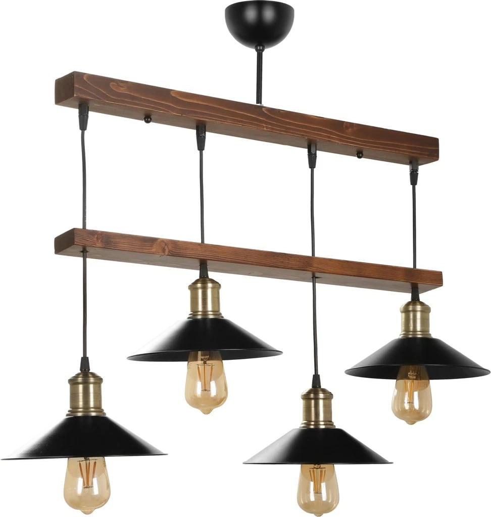 Llambë tavani druri dhe metali Opviq, 8362-4, ngjyrë kafe dhe e zezë