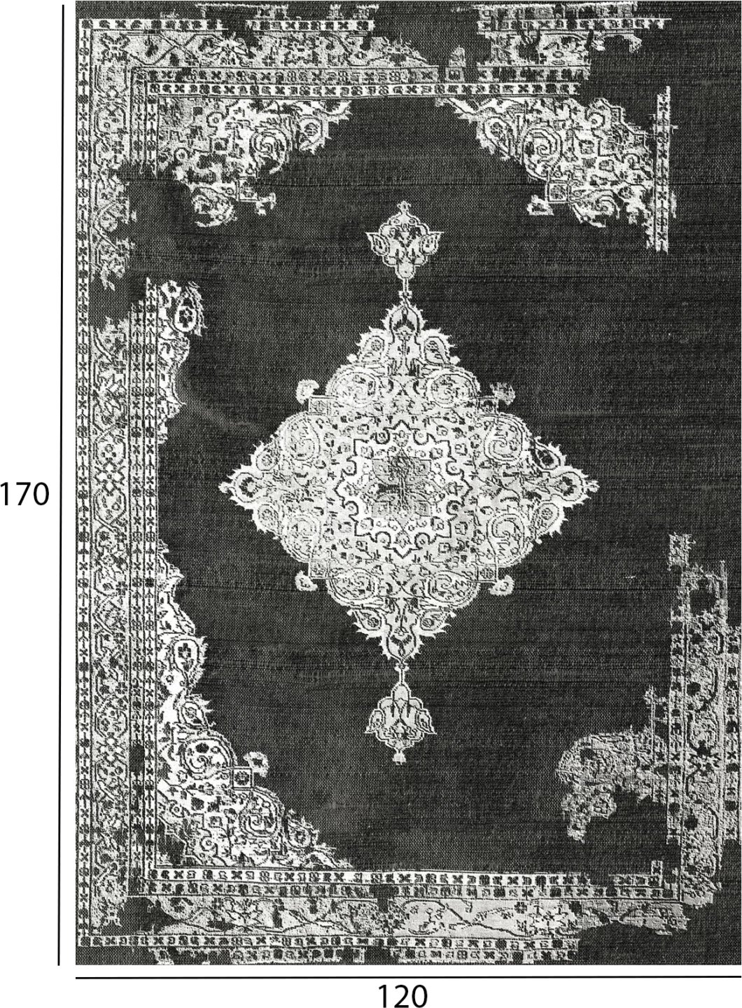 Tapet vintage JOSIANE, ngjyrë zezë-gri, me franja, FH7677.12, 120x170 cm