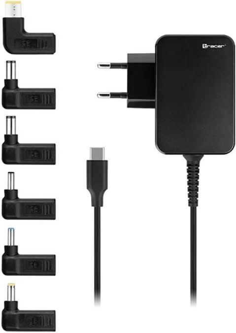 Furnizues energjie universal Tracer Prime 65W 7-in-1 me USB-C dhe 6 konektorë, i zi