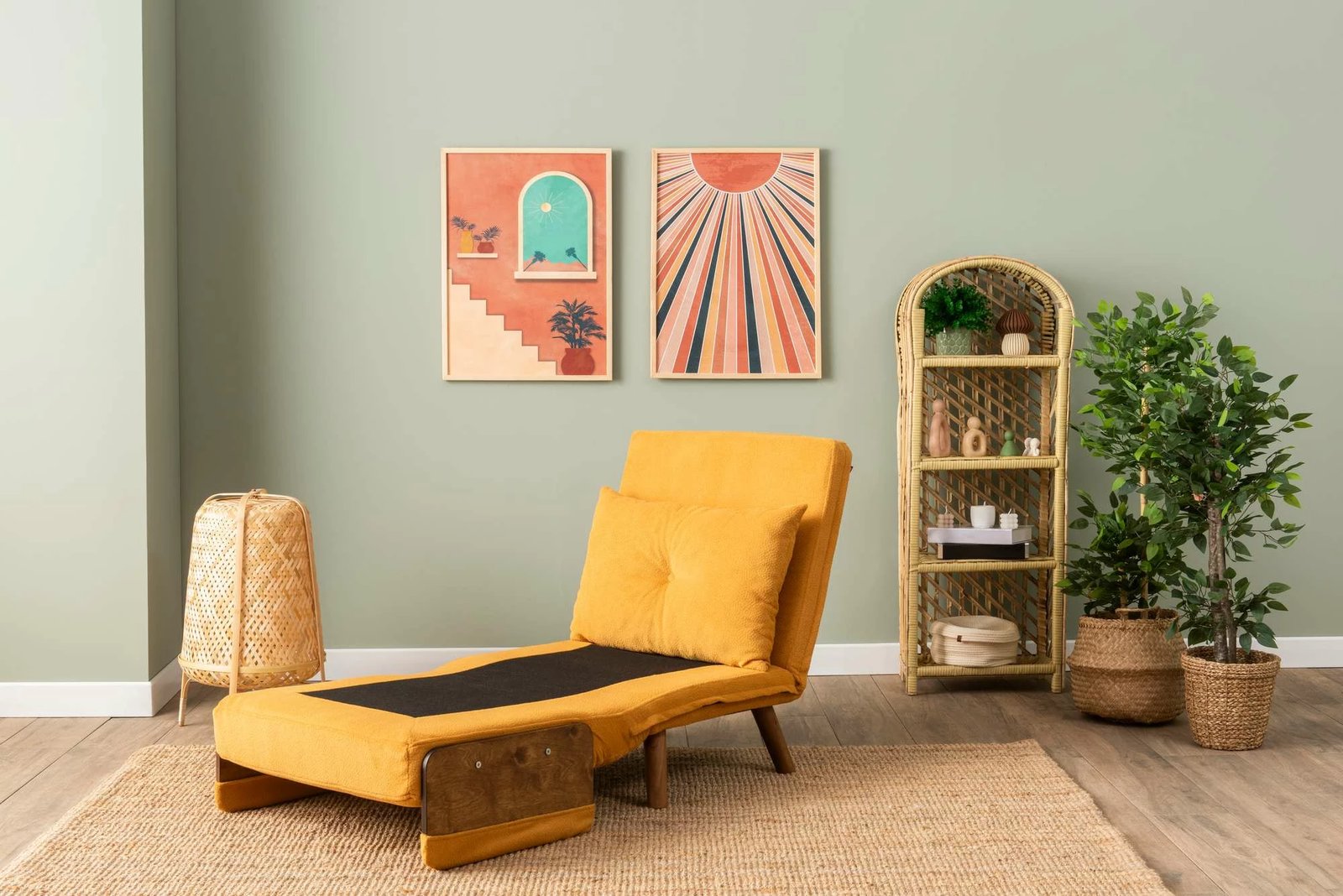 Krevate-karrige një vendës Cosmo, ngjyrë mustardë, Atelier del Sofa