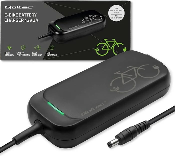 Karikues biçiklete elektrike Qoltec 50332, 42V 2A, i zi