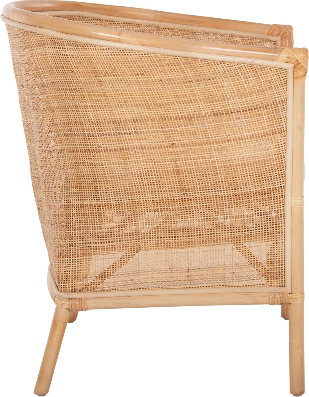 Karrige pa krahë APRON FH9818, ratan i shpuar, ngjyrë natyrale, jastëk i bardhë, 75x70x85H cm