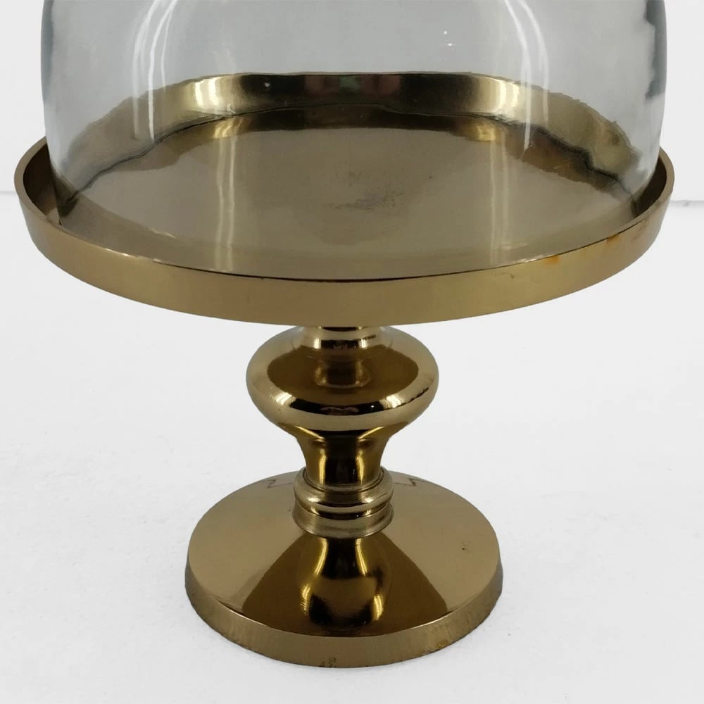 Kupë me kapak, alumin dhe xham, ngjyrë ari, 20x20x29cm