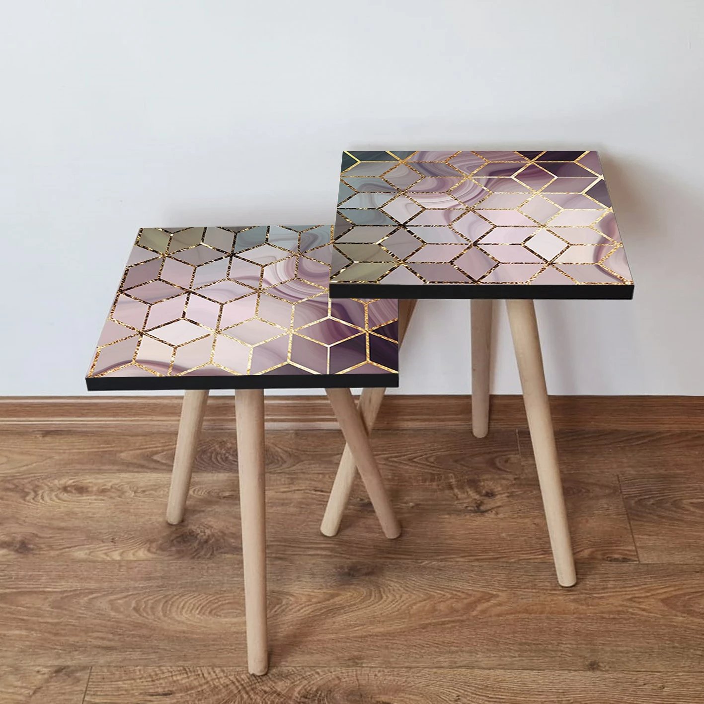 Set tavolinash të mbivendosura, shumëngjyrëshe, Skye Decor, 2 copë, 2Shp275