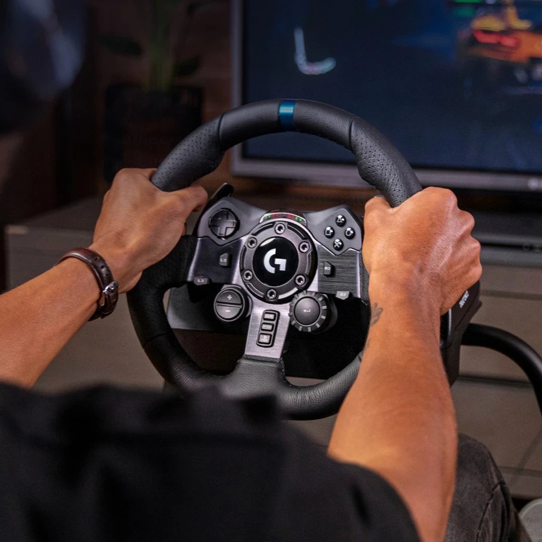 Set timon dhe pedale Logitech G G923 për PS5, PS4, PC, i zi