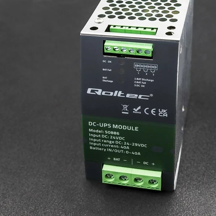 Modul DC-UPS Qoltec 50886, 40A, 24V, Argjendtë