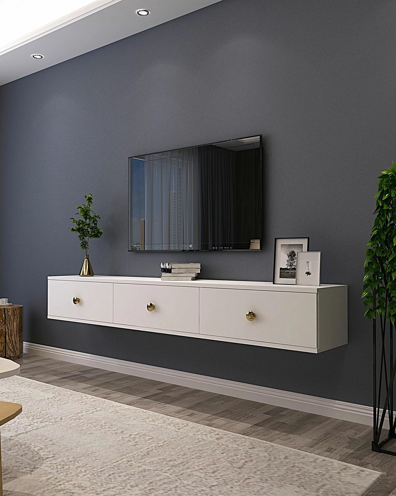 Komodë TV Skye Decor, Zuzu 180, e bardhë