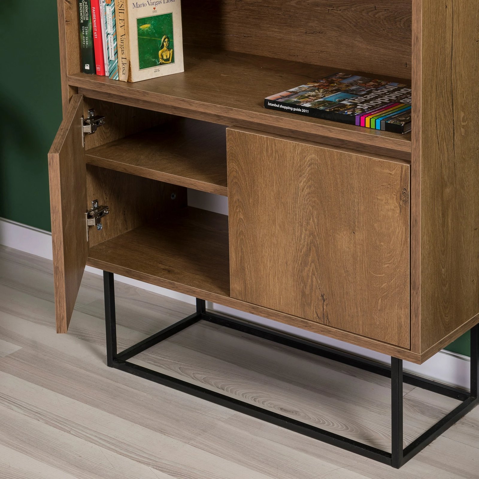 Set mobiljesh për dhomë dite, ngjyrë arrë dhe e zezë, Skye Decor, Laxus Takım 11