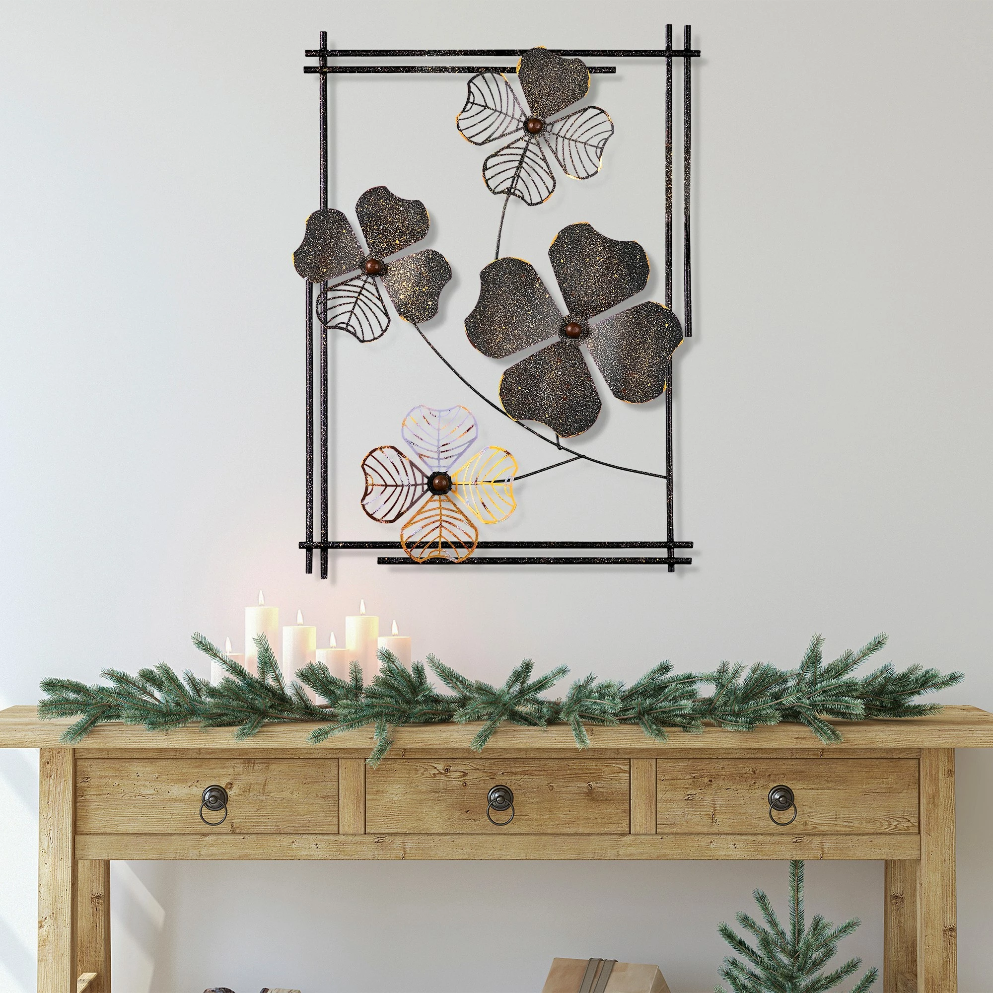 Aksesor dekorativ metalik për mur, Wallity, Weinan 2, shumëngjyrësh, 50x70x4cm