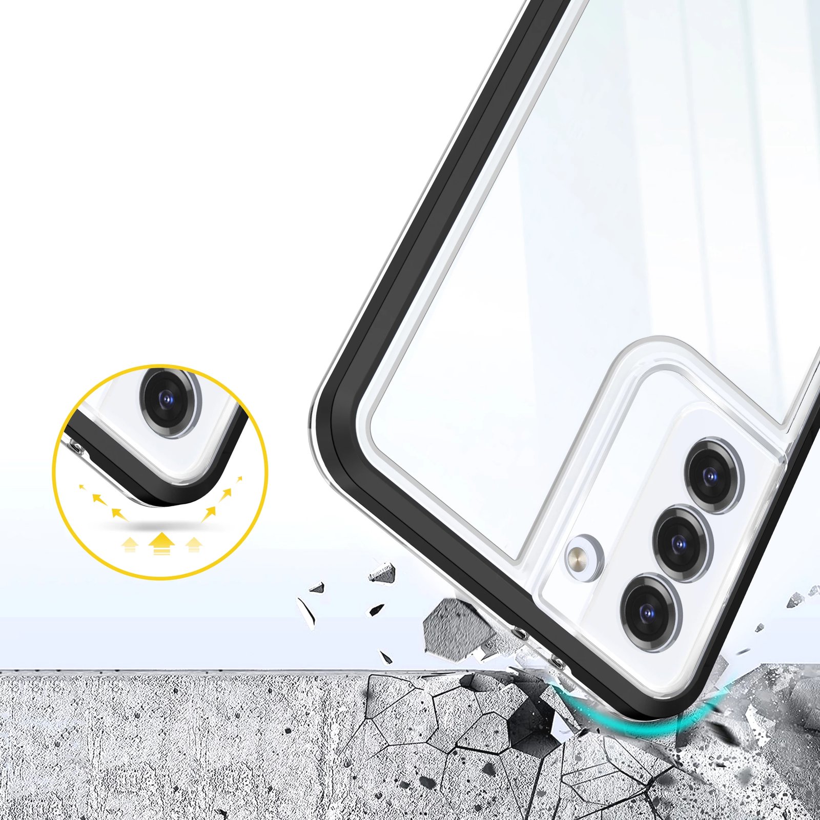 Mbështjellës Hurtel Hybrid Armor Clear 3in1 për Samsung Galaxy S22+, i zi/transparente