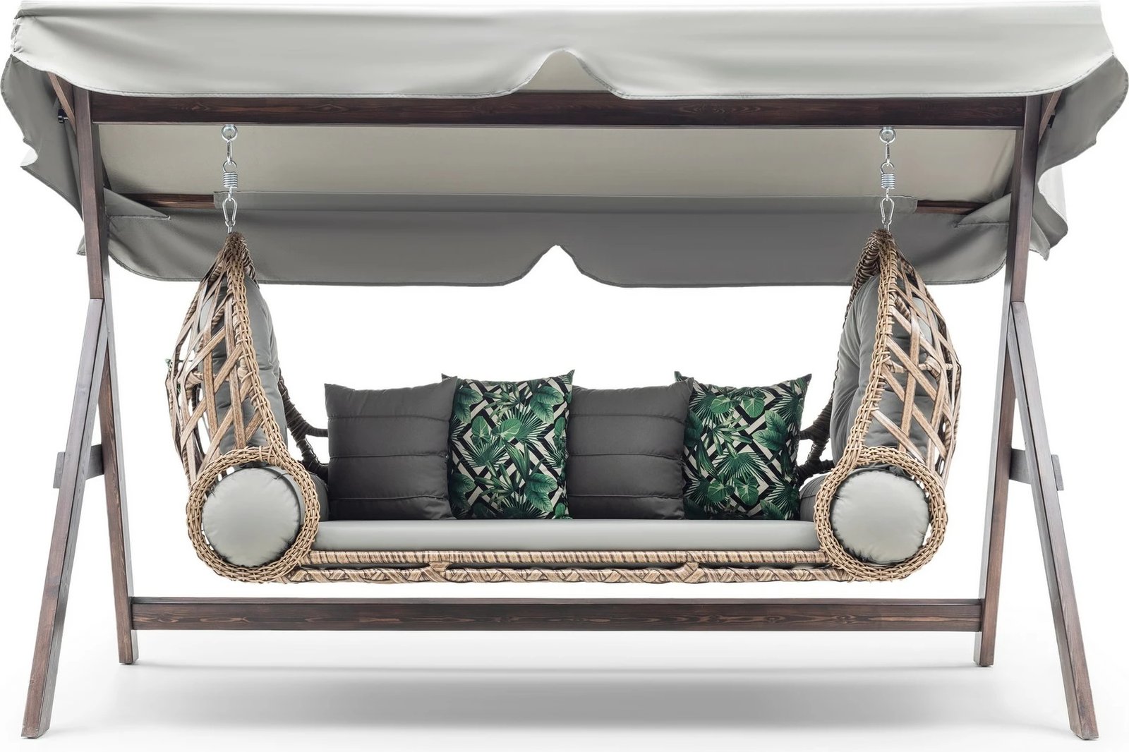 Karrige lëkundëse treshe për kopsht, Skye Decor, Saltanat, ngjyrë gri