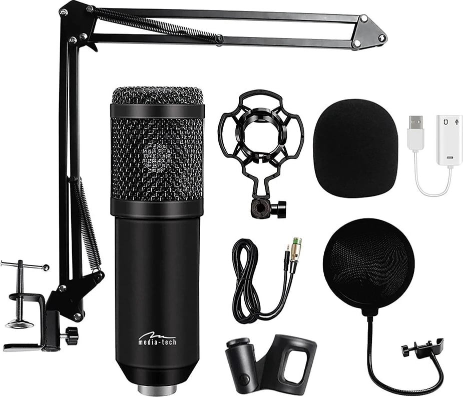 Mikrofon për studio dhe streaming Media tech MT397K, i zi