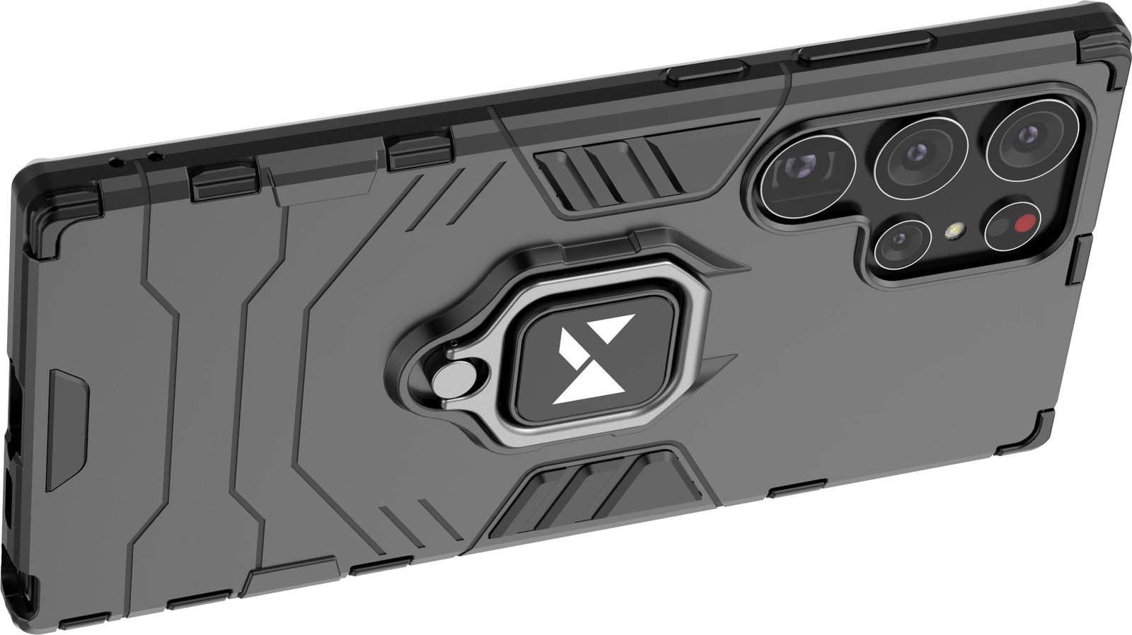 Mbështjellës Wozinsky Ring Armor për Samsung Galaxy S23 Ultra, me unazë dhe këmbalec, e zezë