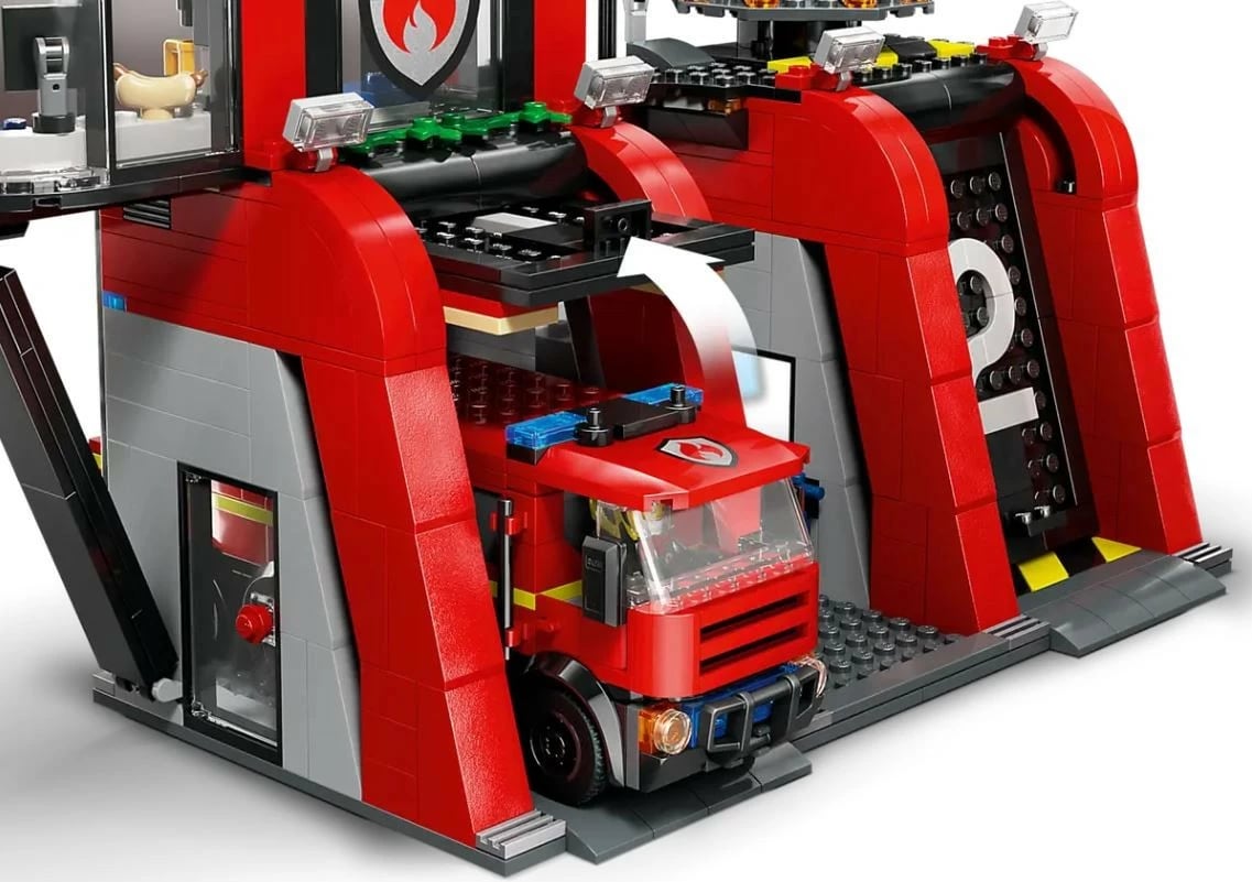 Set LEGO City stacion zjarri me kamion 60414, 843 pjesë, për fëmijë, plastikë
