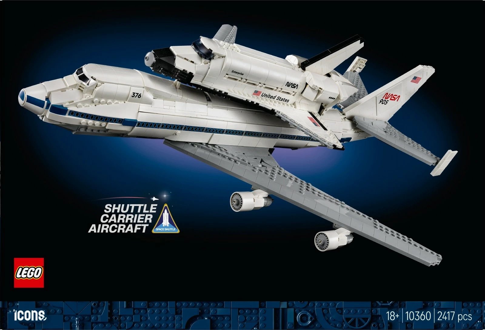 Set ndërtimi, LEGO, Icons Shuttle Carrier 10360, 2417 pjesë, model Boeing 747 me NASA Space Shuttle, 18+