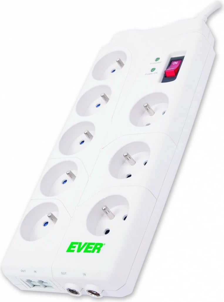 Listë elektrike EVER T/LZ05-HOM019/0000, 8 prizë, 2M, e bardhë