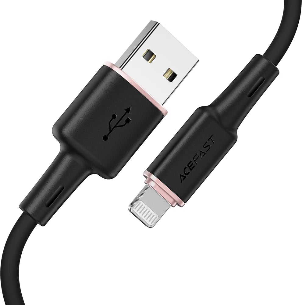 Kabllo Acefast C2-02, USB në Lightning, 1.2m, 2.4A, e zezë