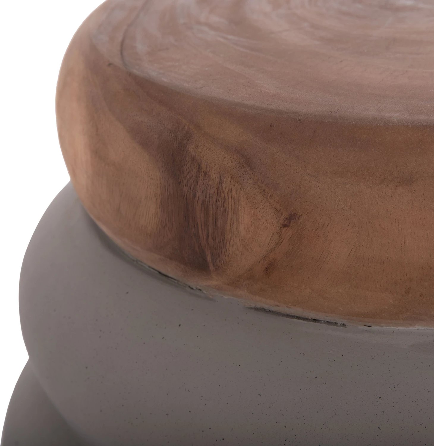 Tavolinë anësore PUFFAT, fibër-cement gri, sipërfaqe dru tik, FH18172.03, 45x46cm