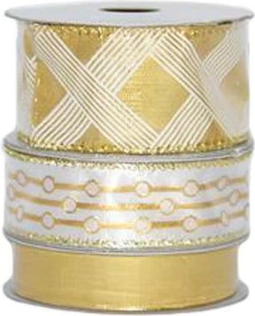 Shiritë sateni për Krishtlindje NEXT, Set prej 3 copë, Ngjyrë ari dhe e bardhë