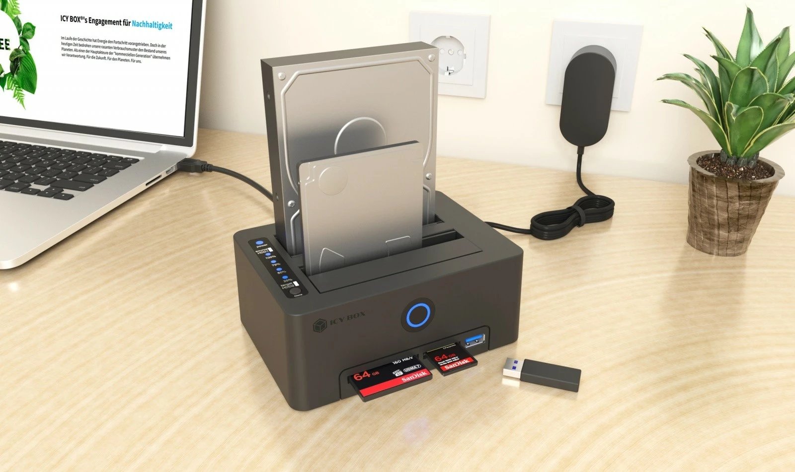 Stacion klonimi dhe lexues kartash IcyBox IB-1233CL-CR, 2x 2.5"/3.5" SSD/HDD, USB 3.2, i zi
