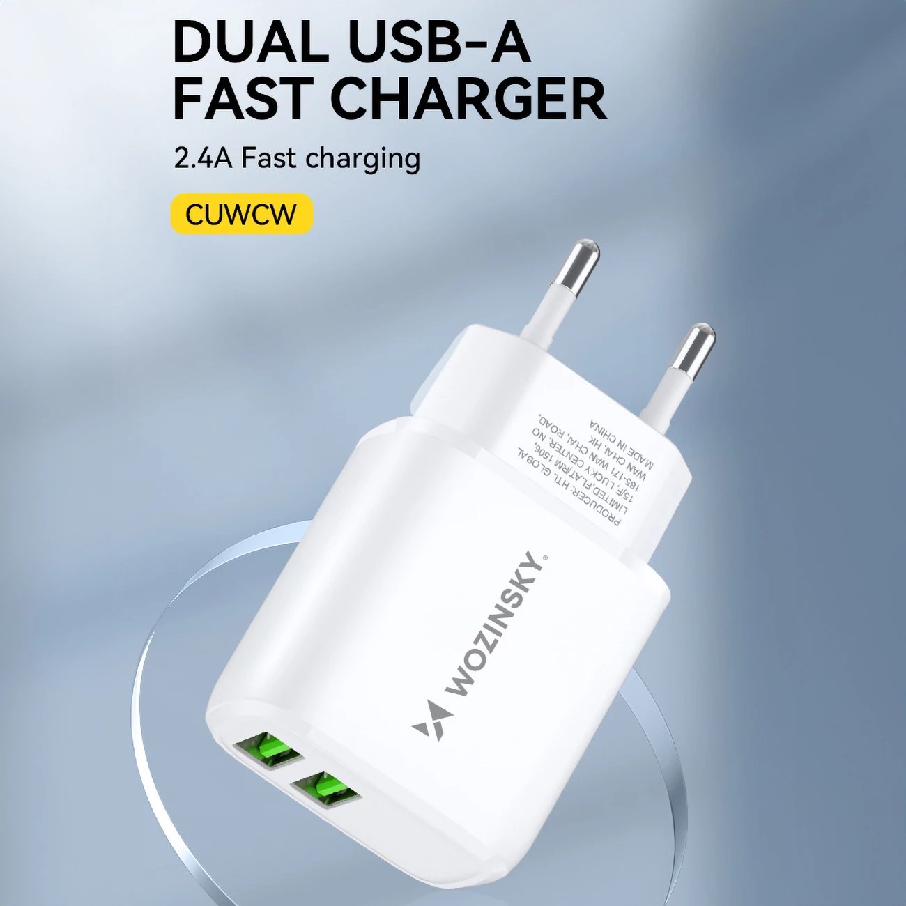 Karikues muri Wozinsky CUWCW, 2 x USB-A, 2.4A, i bardhë