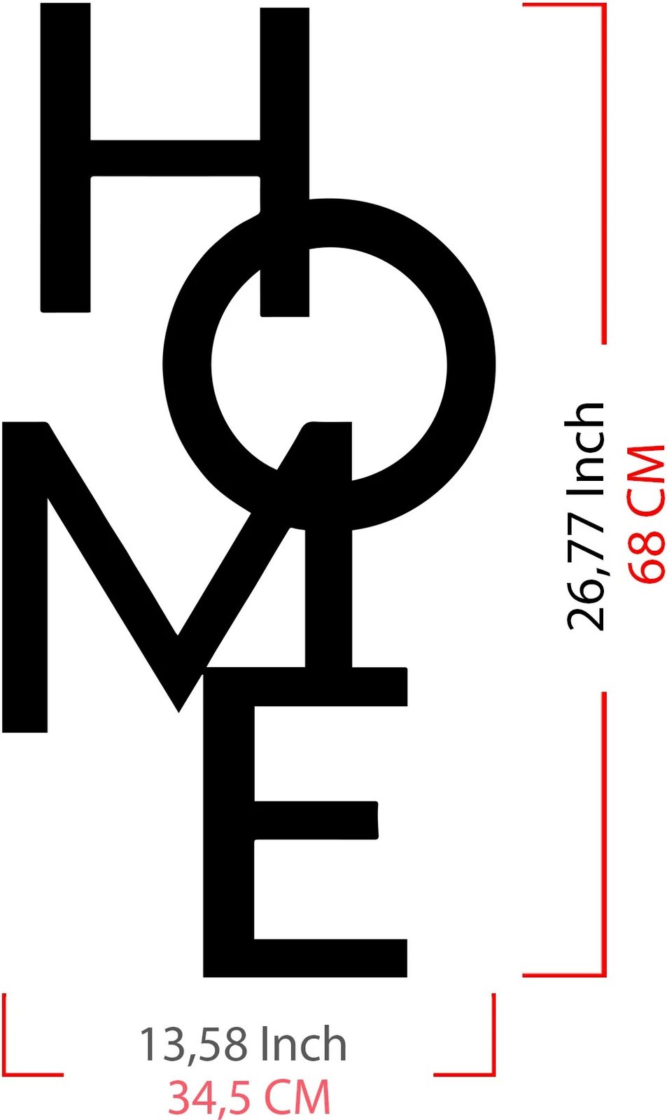 Aksesor dekorativ metalik për mur, Wallity, Home 5, ngjyrë e zezë, 34.5x68cm