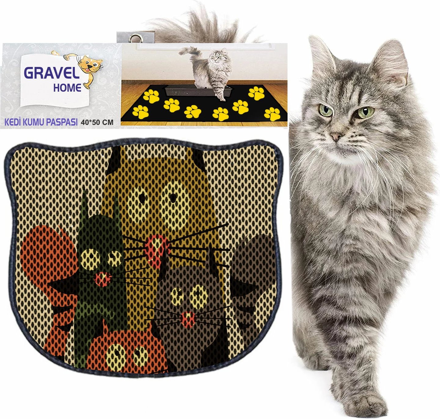 Tapet për rërë mace, shumëngjyrësh, Paws & Whiskers, Kdkafa0094, 40x50cm