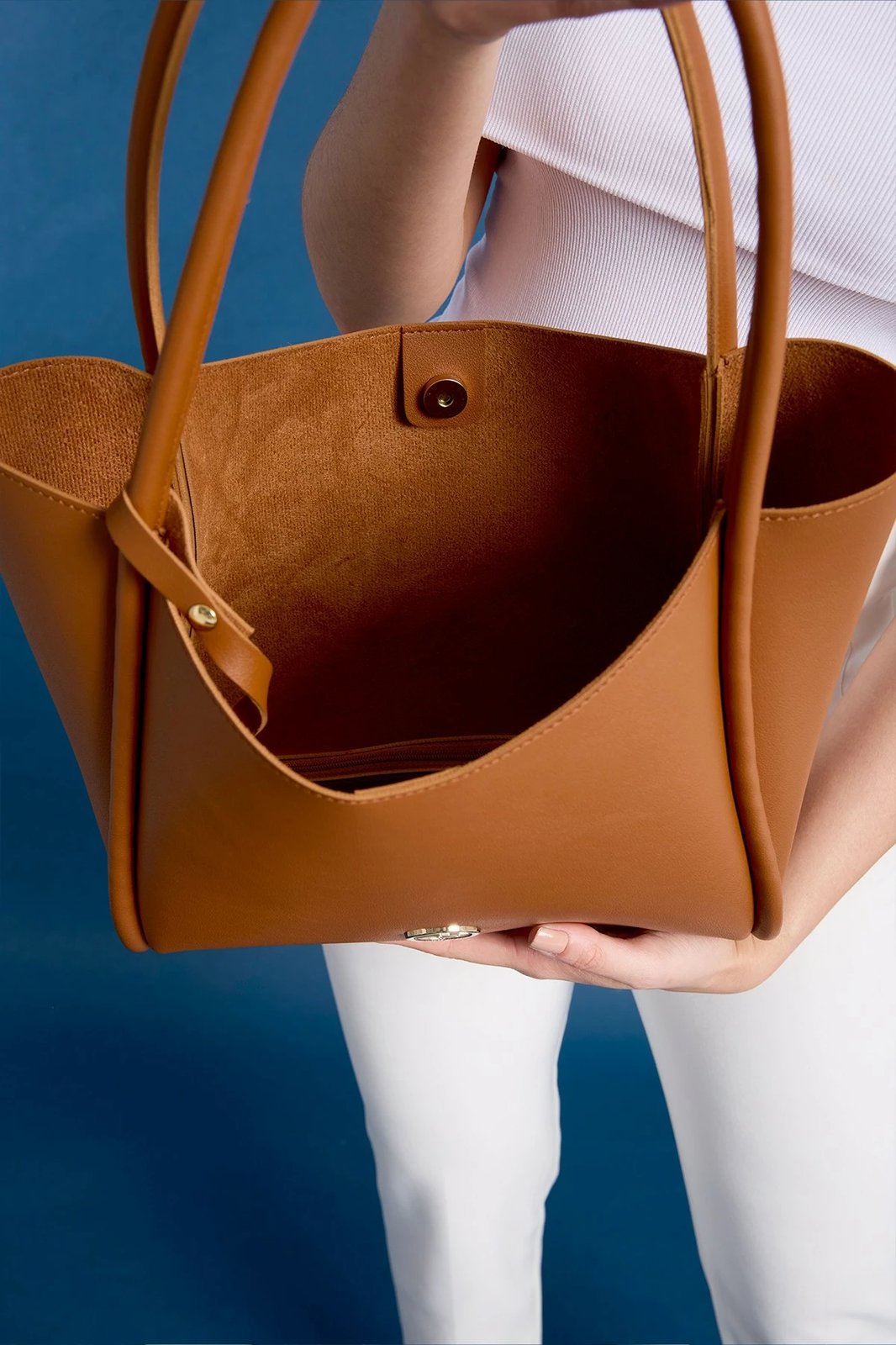 Çantë krahu Zoozie Bags, Athinë, ngjyrë kafe e hapur (set me 2 pjesë)