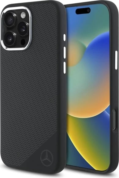 Mbështjellës Mercedes për iPhone 16 Pro Max, silikon, MagSafe, i zi