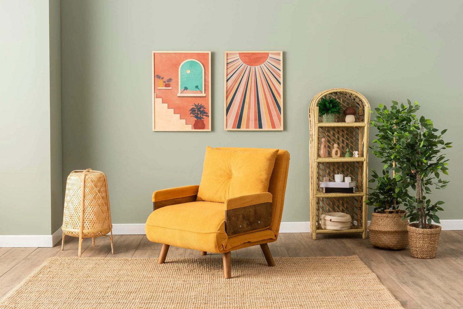 Krevate-karrige një vendës Cosmo, ngjyrë mustardë, Atelier del Sofa