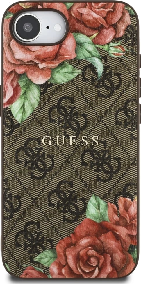 Mbështjellës Guess 4G Flowers Print MagSafe për iPhone 16e, Kafe