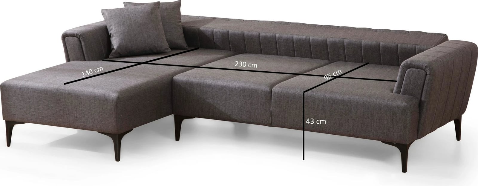 Kënd-sofë krevate Hamlet, ngjyrë gri e errët, kënd i majtë