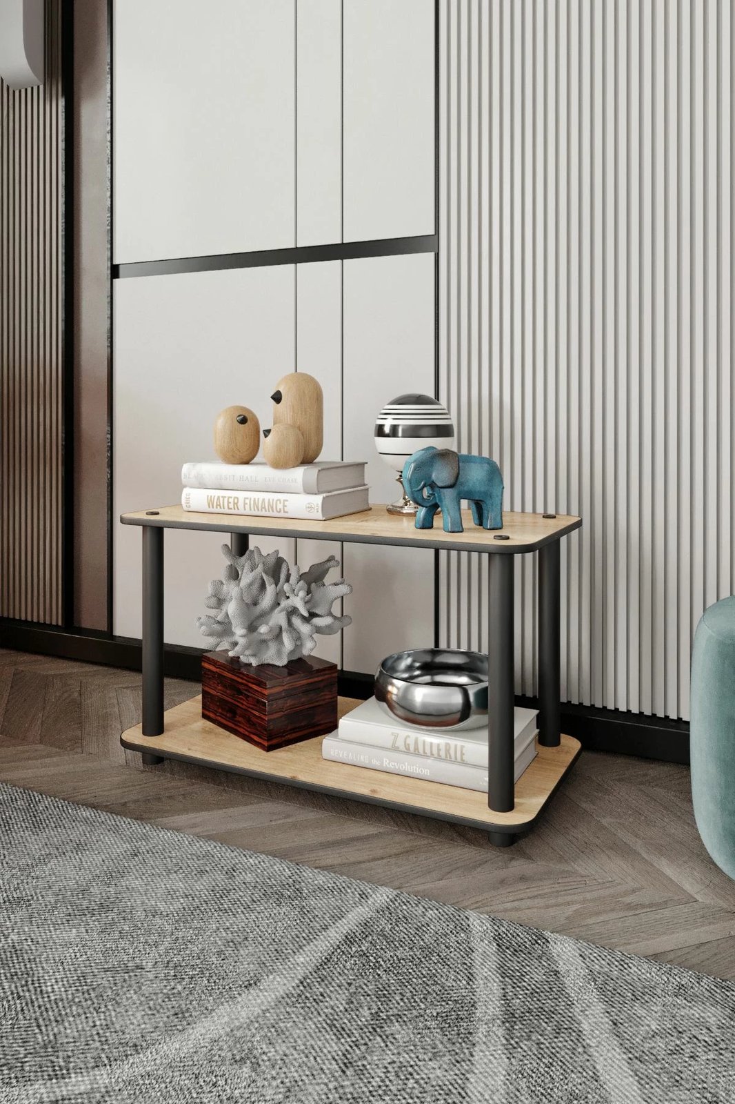 Tavolinë kafeje, dy kate, ngjyrë lisi, Skye Decor