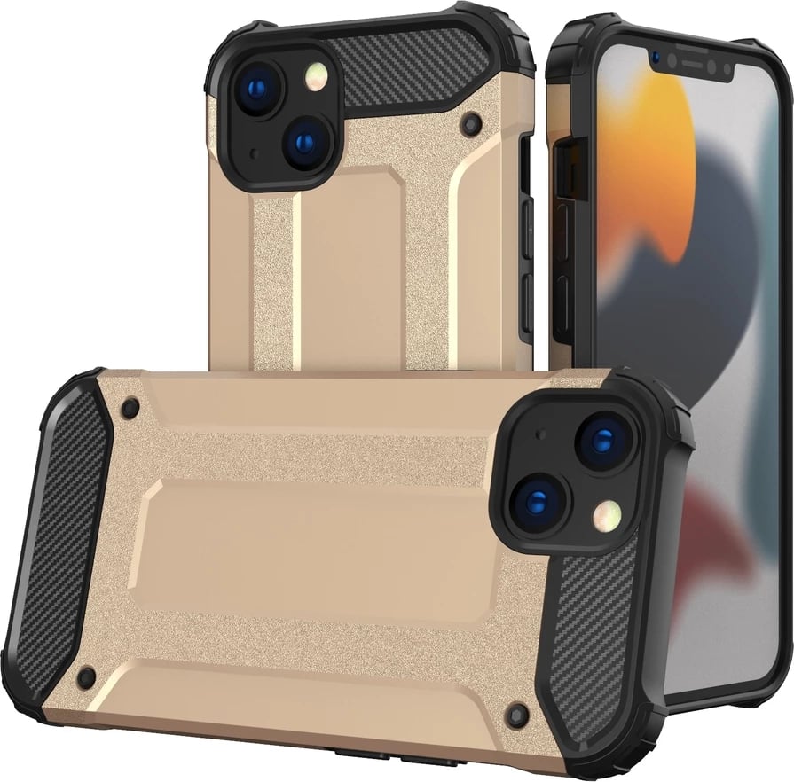 Mbështjellës Hurtel Hybrid Armor për iPhone 13, Gold