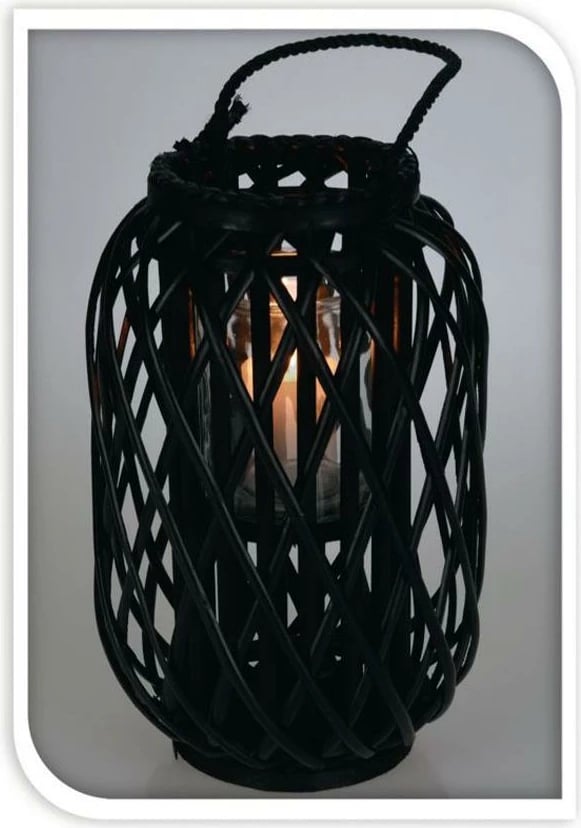 Fener KOOPMAN me cilindër qelqi, H32xØ19cm, i zi Fener KOOPMAN me cilindër qelqi, H32xØ19cm, i zi