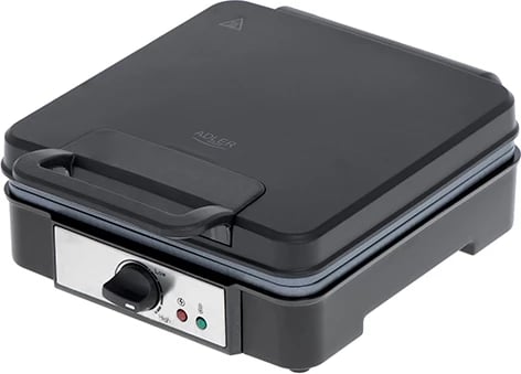 Aparat për vafle, Adler AD 3049, 4x10x10 cm, termostat i rregullueshëm, pllaka jo-ngjitëse, 1200-1800W, e zezë