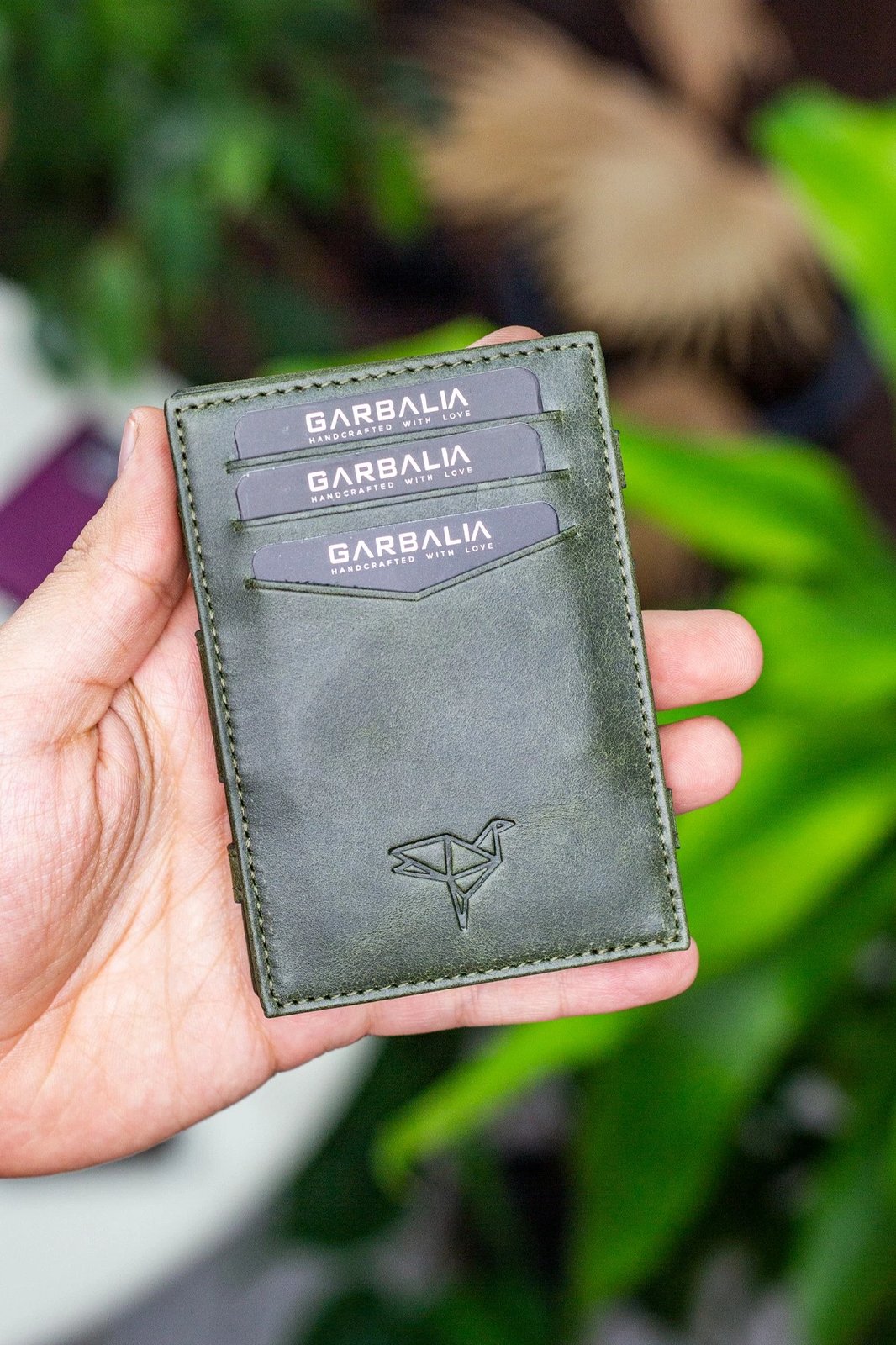 Mbajtës kartelash Zoozie Bags, lëkurë origjinale, ngjyrë e gjelbër, Magic