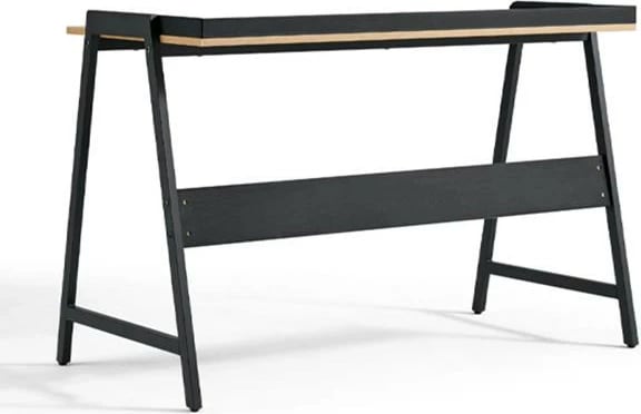 Tavolinë Nextdeco me kornizë metalike, sipërfaqe druri, Ngjyrë e zezë natyrale