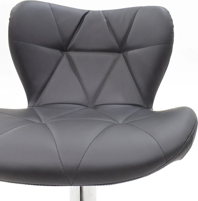 Karrige për bar Coozy, metal krom, lëkurë PU e zezë, set prej 2 copash