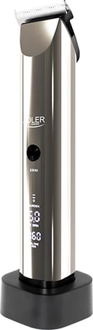 Makinë qethëse, Adler AD 2834, LCD, 2000 mAh, 5 shpejtësi, IPX6, me dhe pa kabllo, 4 krehrat 3-12 mm, argjendtë