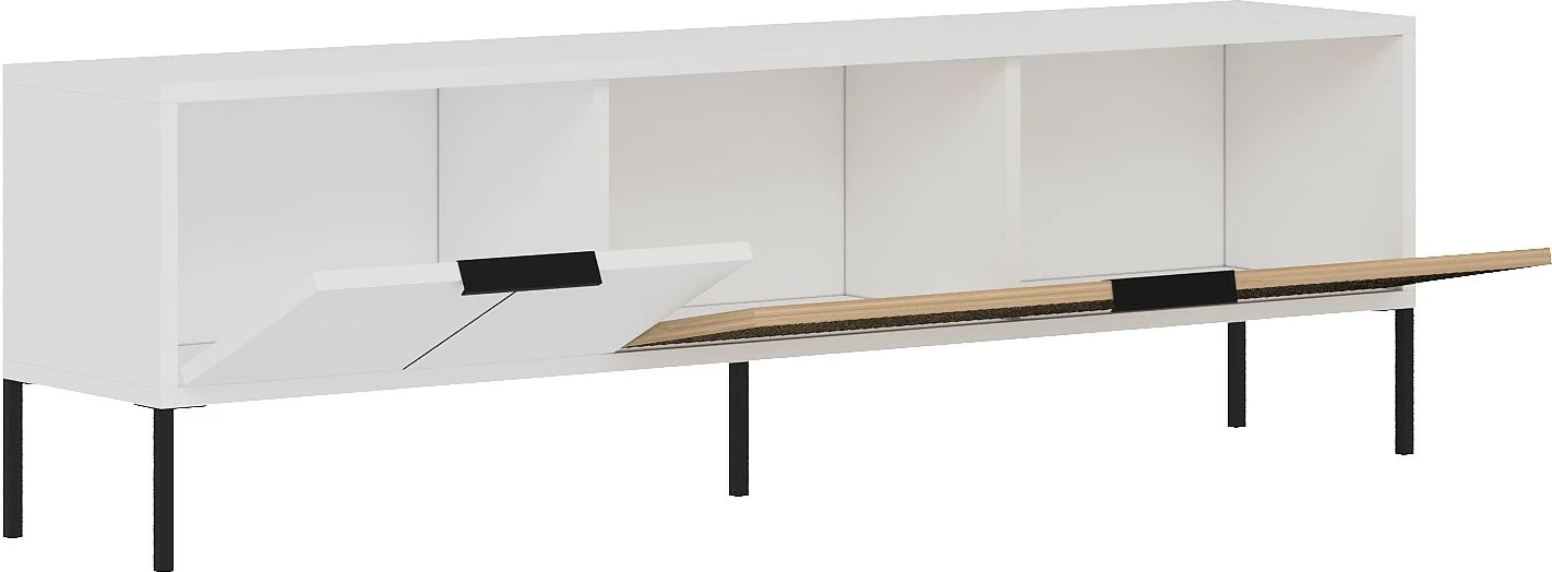 Komodë TV Skye Decor, ngjyrë e bardhë dhe ratan