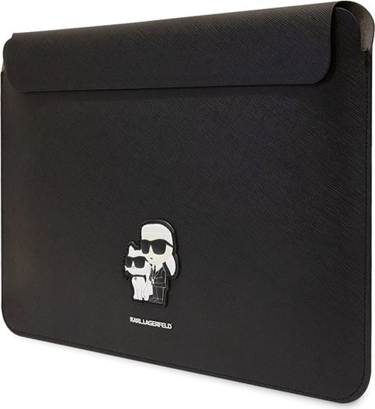 Mbështjellës laptopi Karl Lagerfeld Saffiano Karl&Choupette, 16", lëkurë eko, e zezë