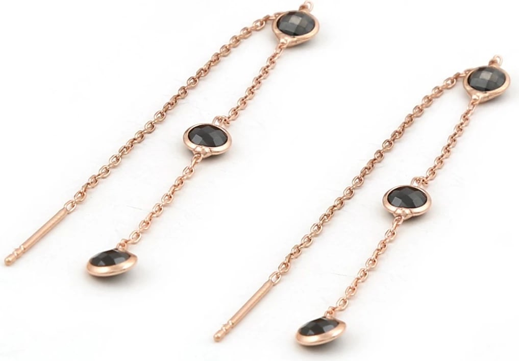 Vathë argjendi Jumeon, rozë gold dhe të zeza, 9860SİYAH