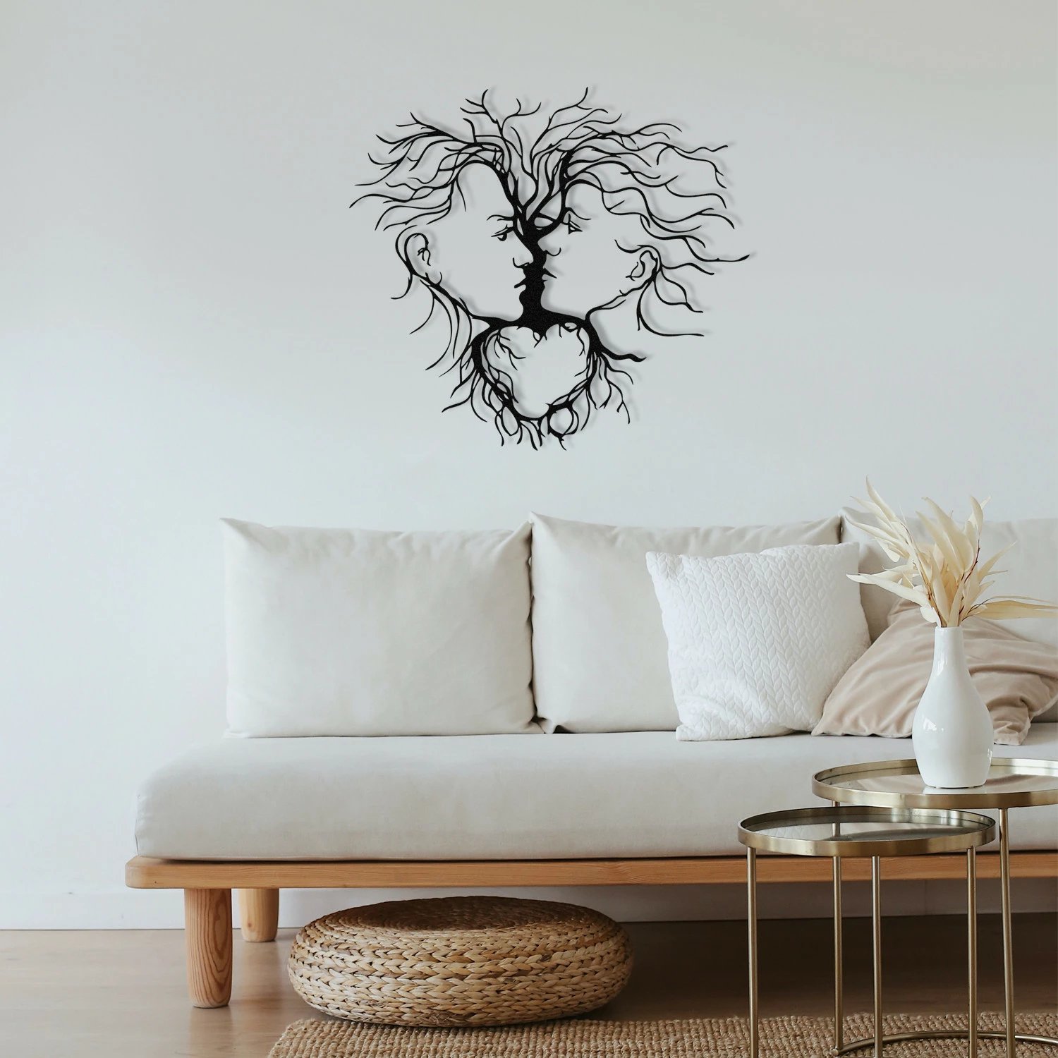 Aksesor dekorativ metalik për mur, Wallity Entrika, ngjyrë e zezë, 70x64cm