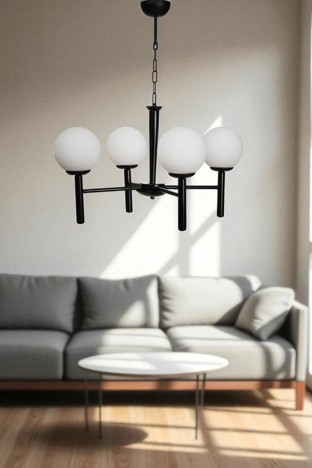 Llambadar Opviq, 8978-4, metal dhe qelq, ngjyrë e bardhë dhe e zezë