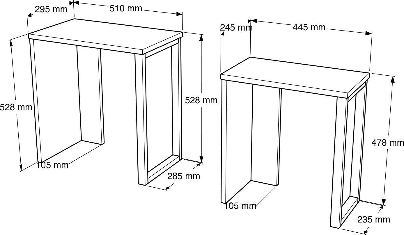 Set tavolina të mbivendosura, 2 copë, ngjyrë arre, Skye Decor, On7-S