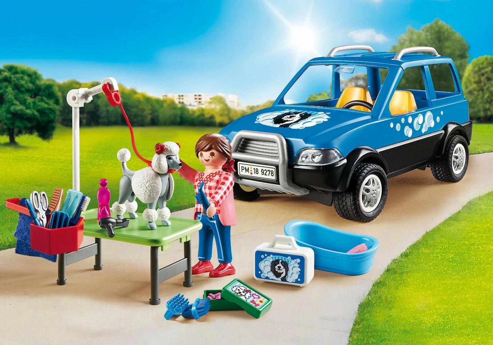 Set lodrash Playmobil City Life Mobile Dog Salon, 9278, për fëmijë